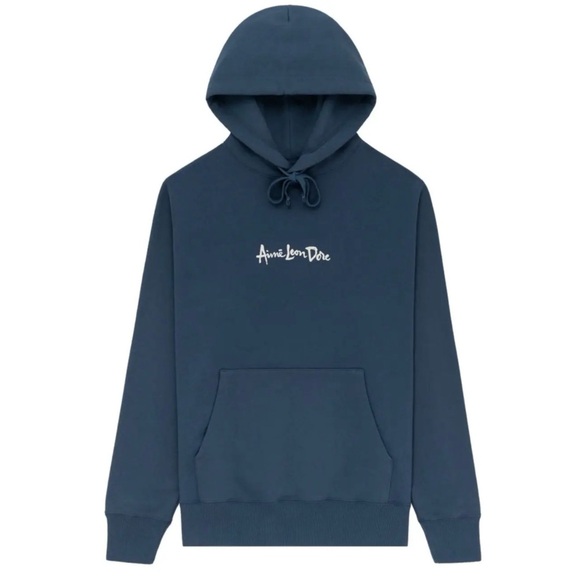 Aime Leon Dore Brush Script Hoodie Blue Mediun - Picture 1 of 10